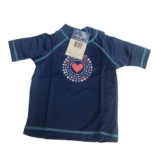 Navy Blue Swim Shirt Short Sleeve Toddler Size 2t